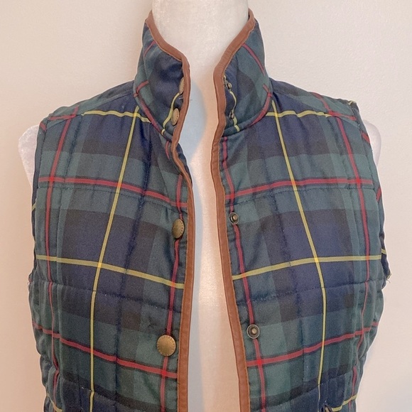 Ralph Lauren vintage Y2K leather piping Blue and Green Quilted Vest - Picture 6 of 13